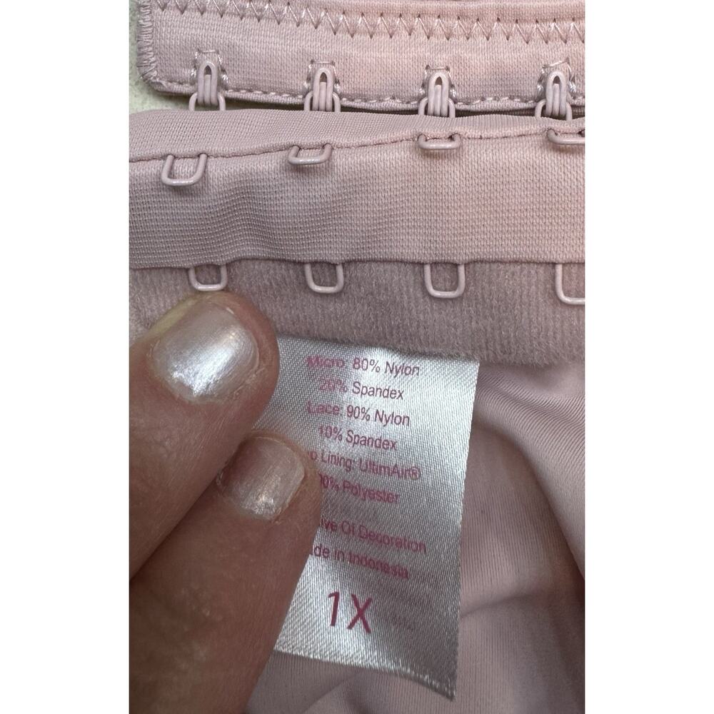 Breezies Soft Support Lace Wirefree Bra 1X Pink A676780 No Padding - Picture 6 of 10